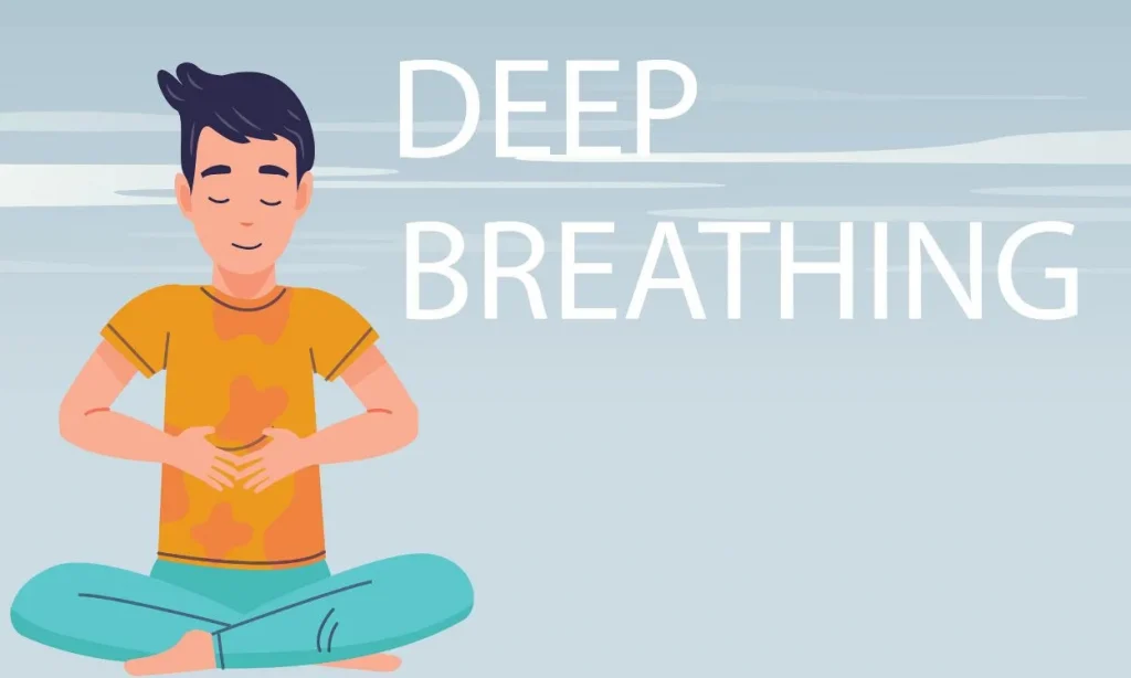 Man with deep breathing 